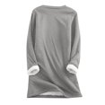 thumbnail image 3 of Hauts d'Automne pour Femmes T-Shirt à Col Rond avec Poche Épaissi en Peluche Chaud à Manches Longues en Liquidation, 3 of 4