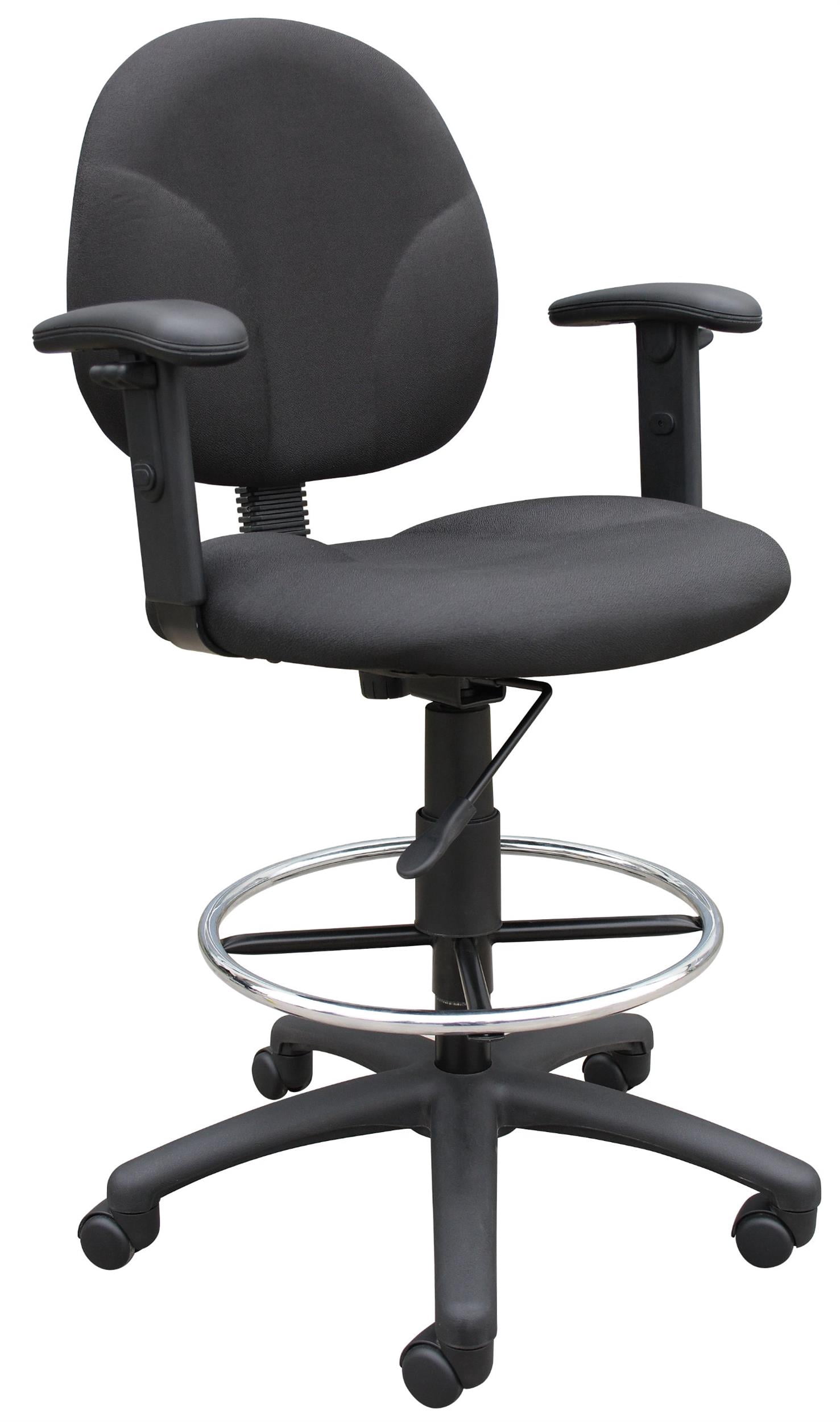 Boss Office Tabouret de Dessin Réglable à Accoudoirs, Rembourré en Tissu, Noir