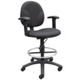 thumbnail image 1 of Boss Office Adjustable Arm Fabric Upholstered Drafting Stool in Black, 1 of 9