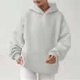 thumbnail image 2 of MeetoTime Women's Oversized Sweatshirt Fall Lightweight Long Sleeve Hoodie Fleece Pocket Pullover Tops, 2 of 6