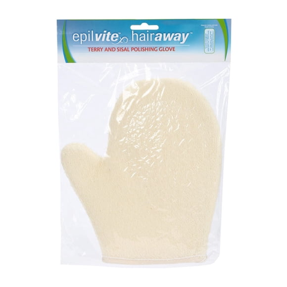 Epil-Vite / Hair-Away Gant de Polissage en Tissu Éponge et Sisal