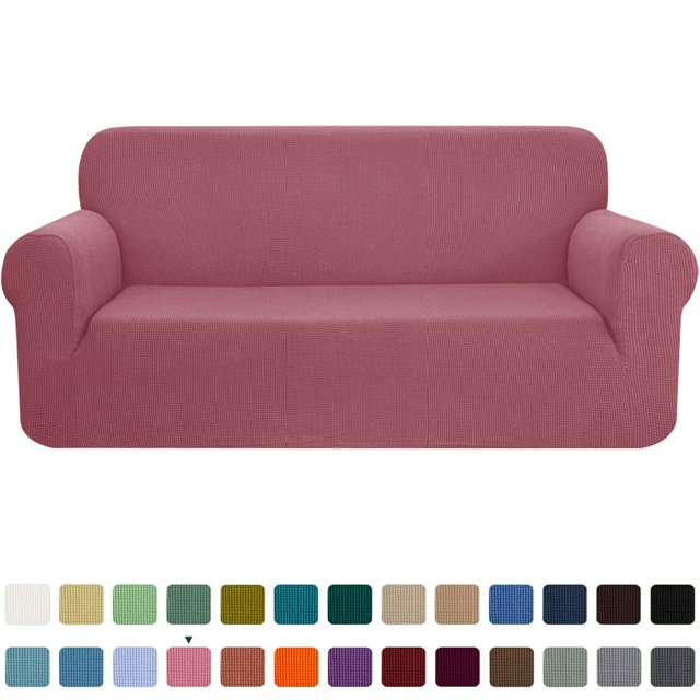 CHOK 2024 1-Piece Checks Stretch Sofa Cover Slipcover Couch Cover Chair Light Gray