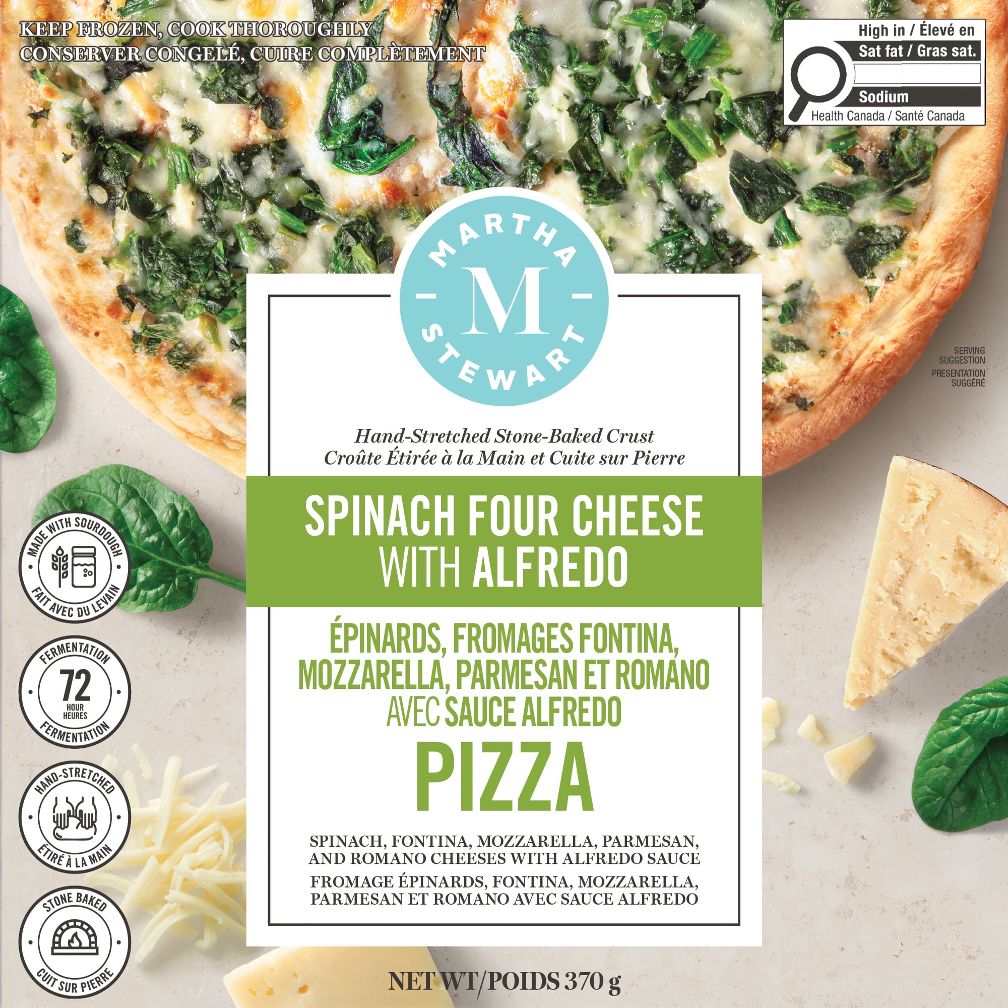 Martha Stewart Spinach Four Cheese Pizza, 370 g