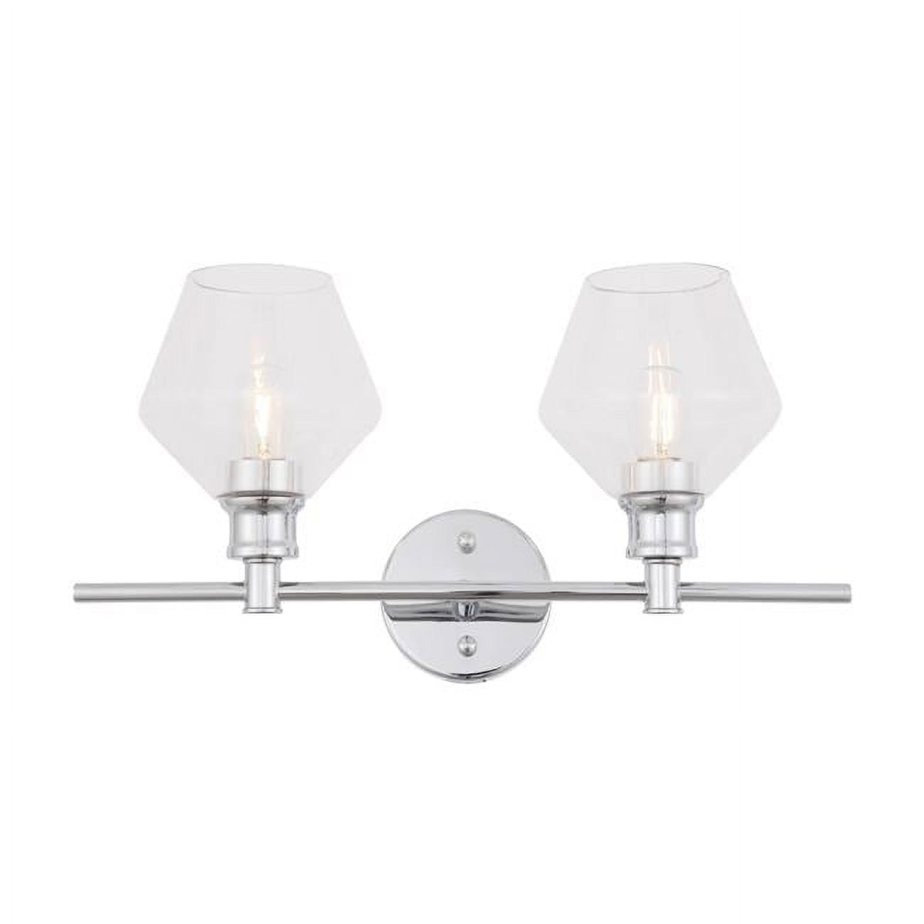 Living District Gene 2 Light Chrome Clear Glass Wall Sconce Industrial