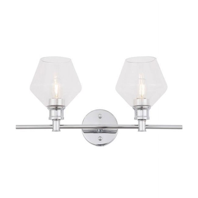 Living District Gene 2 Light Chrome Clear Glass Wall Sconce Industrial
