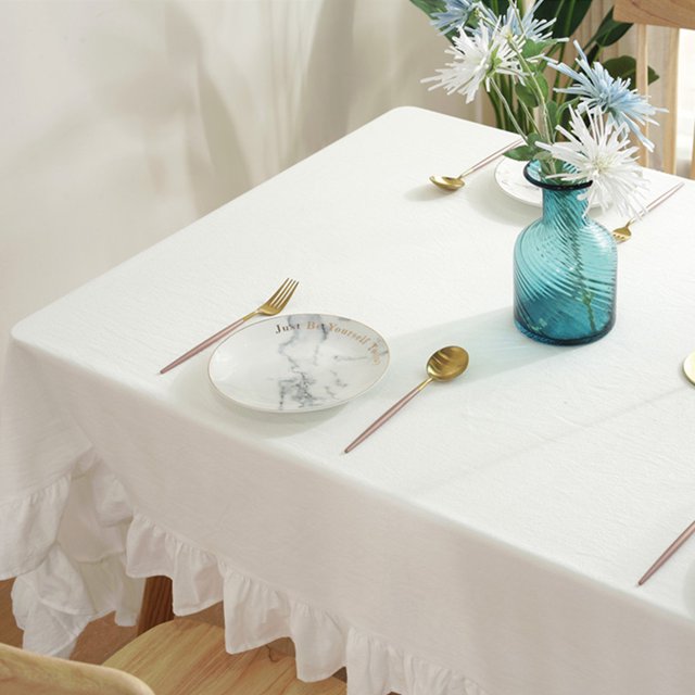 Baohd Durable And Easy To Wash Tablecloth With Vintage Style Rectangular Table Tablecloth Cotton Dining Tablecloth Table Cover white 100*140CM 1Set