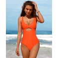 thumbnail image 3 of Charmo Womens Ribbed One Piece Swimsuits High Cut Padded Monokini Bathing Suit, 3 of 6