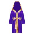 thumbnail image 1 of CHICTRY Garçons Enfants Robe de Boxe à Capuche Tenue de Boxe Manches Longues Garniture Métallique Peignoir en Satin avec Ensemble de Shorts Violet 14, 1 of 5