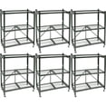 thumbnail image 1 of Origami R3 Foldable 3-Tiered Shelf Storage Rack & Wheels, Pewter (6 Pack), 1 of 6