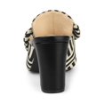 thumbnail image 2 of BLISSFUL STEP Women's Stripe Bow Block Heel Slides Mules, 2 of 7