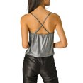 thumbnail image 3 of INSPIRE CHIC Camisole à Bretelles Spaghetti Métallisée Scintillante à Col Bénitier pour Femme, 3 of 6