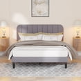 thumbnail image 2 of VECELO Full Size Bed Frame with Upholstered Adjustable Headboard, Wooden Slats Support/No Box Spring Needed, Dark Gray, 2 of 2