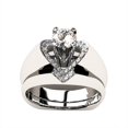 thumbnail image 4 of 2Pc Women Detachable Heart Shape Shiny Diamond Ring Sterling 2 In 1 Ring for Engagement Wedding, 4 of 9