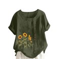 thumbnail image 2 of SMihono Hauts d'Été Décontractés pour Femmes, Chemise Ample à Manches Courtes et Col Rond avec Imprimé Floral, Grande Taille, 2 of 5