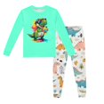 thumbnail image 1 of Pyjama pour Garçons, Enfants, Dinosaure Imprimé, Col Rond, Haut à Manches Longues, Pantalon, Ensemble de Pyjama 2 Pcs, Printemps Automne, Pyjama pour Enfants, Vert Menthe, 6 Ans-7 Ans, 1 of 5