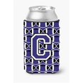 thumbnail image 1 of Letter C Football Purple & White Can or Bottle Hugger, 1 of 1