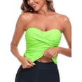 thumbnail image 3 of RELLECIGA Women's Ruched Bandeau Tankini Top Swimsuits, 3 of 6