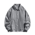 thumbnail image 1 of RXIRUCGD Manteau à Capuche Décontracté pour Homme, Couleur Unie, Coupe Ample, Manches Longues, Sans Capuche, Manteaux Décontractés, Gris, Taille : TG, 1 of 6