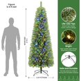 thumbnail image 3 of Alupssuc 7.5ft Premium Prelit Artificial Hinged Slim Pencil Christmas Tree w/ Remote Control, 310 Warm White & Multi-Color Lights, 3 of 8