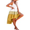 thumbnail image 3 of Women Summer Ruffled Sleeve Dress  Contrast Color/Solid Color Square Neck Irregular Hem Dress for Beach  Date, 3 of 5