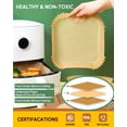 thumbnail image 3 of Katbite 6.3 Inch 130PCS Square Disposable Air Fryer Paper Liners, Unbleached Non-Stick & Oil-proof Parchment Paper, 3 of 6