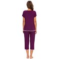 thumbnail image 4 of MINTLIMIT Women's Short Sleeve Tops and Capri Pants Solid Pajama Sets, 4 of 4