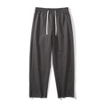 thumbnail image 2 of Mens Casual Fashion Solid Straight Leg Pants Drawstring Elastic Waist Pants RXIRUCGD Gris Foncé, Taille: L, 2 of 4