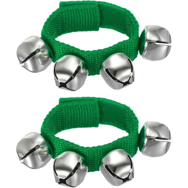 Feltree 2pcs Wrist Bells Jingle Bells Ankle Bells Wrist Bells Bracelet Percussion Instruments Musical 4 Bells for Party Christmas