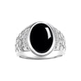 thumbnail image 1 of RYLOS Men's Rings 14K White Gold Nugget Ring with Cabochon Gemstone & Diamonds Cabochon Onyx Rings For Men Size 9, 1 of 7