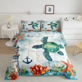 thumbnail image 1 of Erosebridal Green Sea Turtle Bedding Sets Twin with Comforter, Sailing Anchor Duvet Insert, Lighthouse Decor, Microfiber, 1 of 7