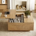 thumbnail image 3 of GUNAITO Table Basse à Plateau Relevable avec Rangement, Table Basse Carrée et Table Centrale Style Ferme Moderne pour Salon, Couleur Bois Naturel, 3 of 8