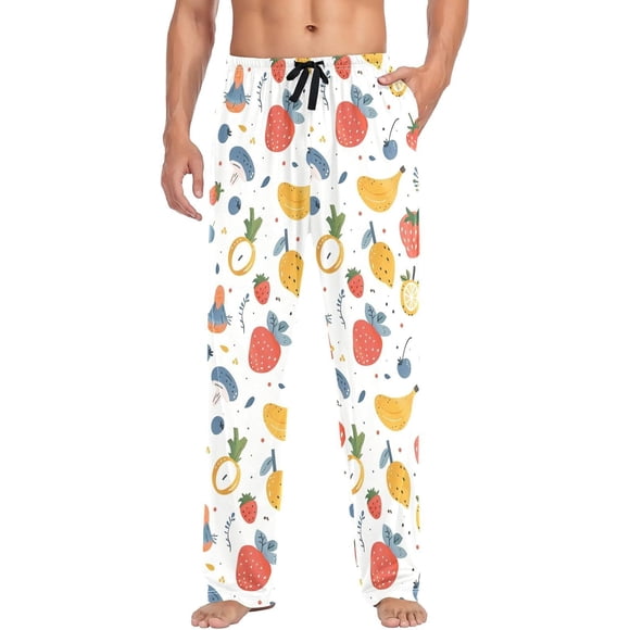 HPINK-T Mens Pajama Pants Pajama Pajama Pants Basics Sleep Pajama Lounge Pant Cartoon Strawberry Banana Fruit pattern