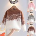 thumbnail image 1 of MKOSPLRT Chandails pour Enfants Chandails pour Tout-Petits Filles Garçons Tricot Chandail 3-12a Rose Brun Vert Molleton Duveteux Chaud Chandails d'Automne Col Rond Manches Longues Chandails, 1 of 4