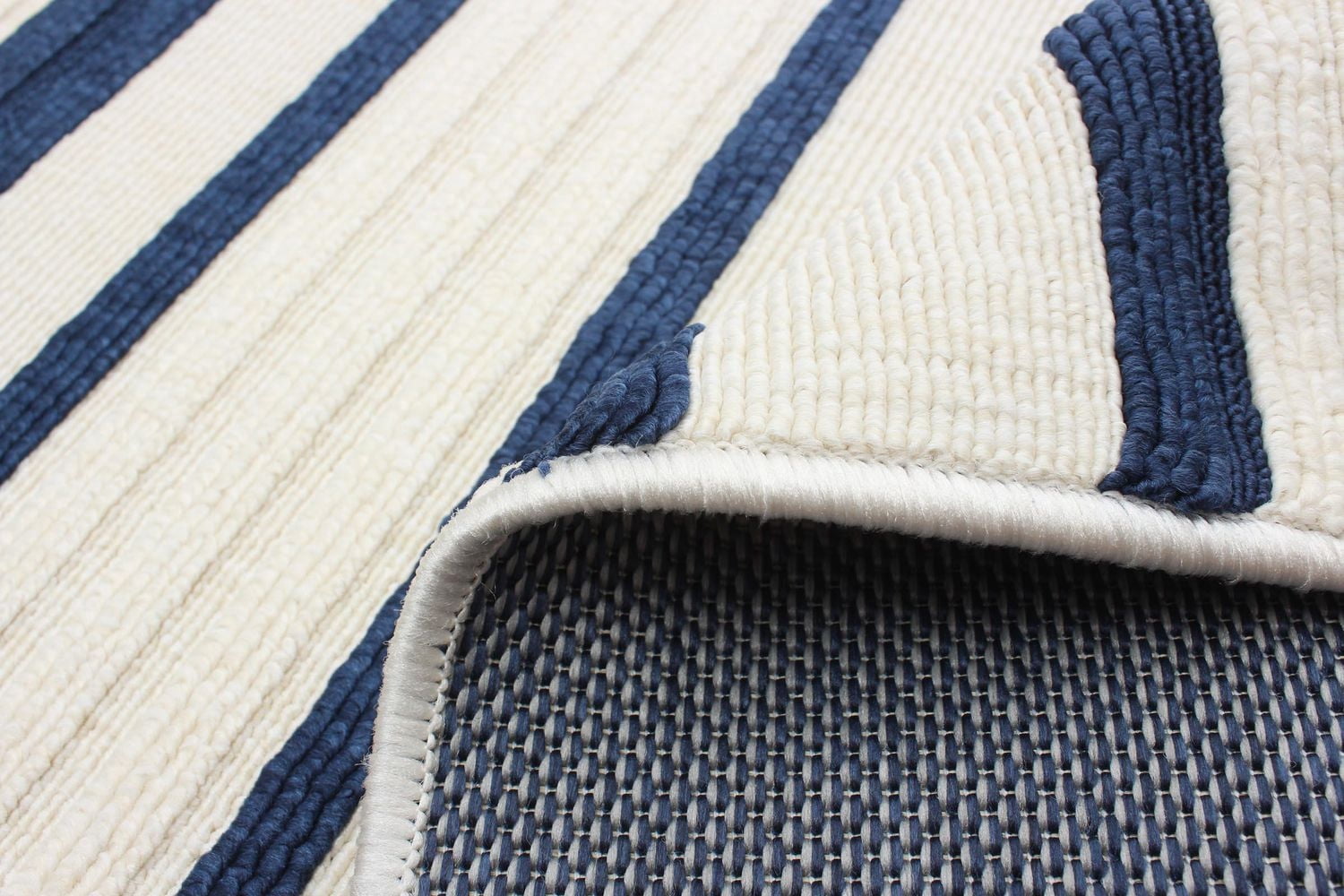 ECARPET Indoor/Outdoor for Balcony, Patio and Garden Arthur Blue, Ivory Rug