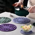 thumbnail image 4 of Trivets for Hot Dishes Hot Pads Kitchen Silicone Pot Holders Silicone Mats for Kitchen Counter Trivet for Hot Pots & Pans Heat Mat for Table Round Trivet Mat Set, 4 of 8