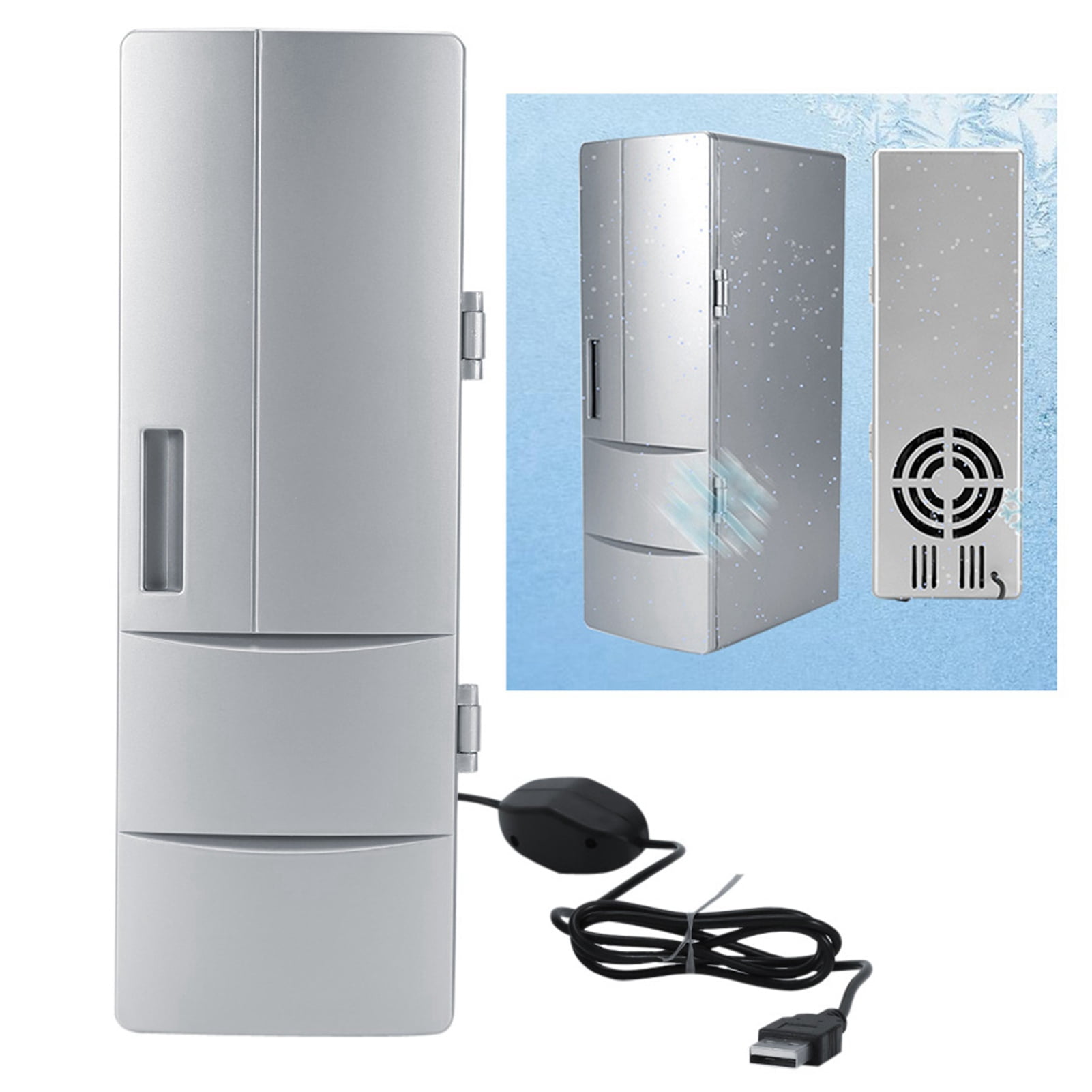 Mini Fridge, Compact Mini USB Fridge Freezer Cans Drink Beer Cooler Warmer Portable Small Refrigerator For Travel Car Office Use