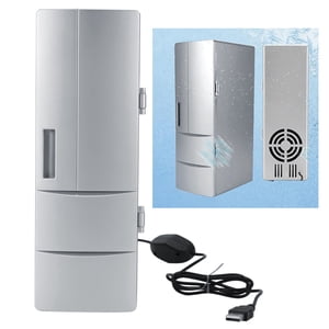 Mini Fridge, Compact Mini USB Fridge Freezer Cans Drink Beer Cooler Warmer Portable Small Refrigerator For Travel Car Office Use