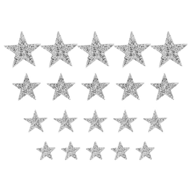 Iron On Patches, Rhinestone Star Patches Beautiful 20pcs Silver Exquisite For Jackets