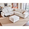 thumbnail image 1 of BEDEEP Canapé Inclinable Électrique 120 Pieds' avec Console d'Appui-tête, Canapé Sectionnel en Chenille Moduar Cloud avec Rangement Ottoman Chaise Longue, Canapé Convertible 6 Places pour Salon RV, Blanc, 1 of 9