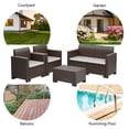 thumbnail image 3 of Costway 4PCS Patio Sofa Loveseat Cushioned Made In Italy Brown, 3 of 9