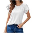 thumbnail image 1 of Pompotops Mode Femmes Été Casual Manches Courtes Pullove Solide Chemisier T-Shirt, 1 of 6