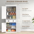 thumbnail image 4 of HOMCOM Armoire de Garde-Manger de Cuisine de 72 Pouces, Buffet Moderne de Rangement avec 4 Portes à Panneaux de Perles, Tiroir et Tablettes Ajustables, Blanc, 4 of 10
