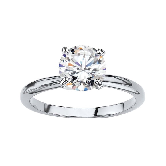 18K White Gold Plated 1ct Created White Sapphire Round Engagement Wedding Ring Sizes 5-10 | Jewelry Gift for Her Women Girls