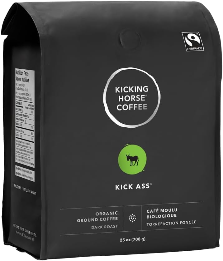Kicking Horse Coffee - Kick Ass Blend, Ground 100% Arabica Coffee | Dark Roast | All Organic & Fairtrade | 708g