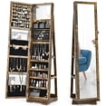 thumbnail image 1 of Giantex 360° Rotating Jewelry Armoire with Full Length Mirror and Inside Makeup Mirror, Coffee, 1 of 8