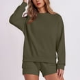 thumbnail image 4 of HAiming Ensemble 2 Pcs pour Femmes Chandail Col Rond Chandails en Molleton et Shorts Surdimensionnés Amples, 4 of 5