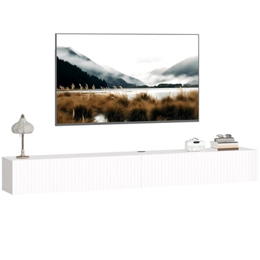 HOMCOM Meuble Télé Flottant de 71 Pouces pour Téléviseurs jusqu'à 72 Pouces, Blanc