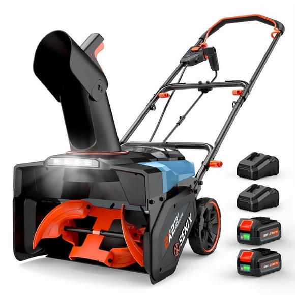 SENIX Souffleuse à Neige Sans Fil 40V de 18 Pouces avec 2 x Batteries 4,0ah - Profondeur de 8 Po, Distance de Projection de 33 Pi, 460 Lb/min (STX2-M-1)