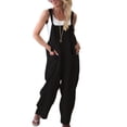thumbnail image 1 of MAWCLOS Ladies Romper Sleeveless Jumpsuits Solid Color Overalls Boyfriend Summer With Pockets Trousers Black XL, 1 of 4
