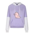 thumbnail image 4 of Penkiiy Hoodies pour Femmes Mode Décontractée Imprimé Col Rond Manches Longues Amples Hauts Courts Blouse Sweat-Shirts Sans Capuche Vêtements Y2K Violets, 4 of 5